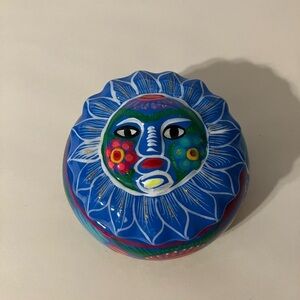 Handcrafted‎ Terracotta Sun Trinket Dish Hand Painted Made In Mexico